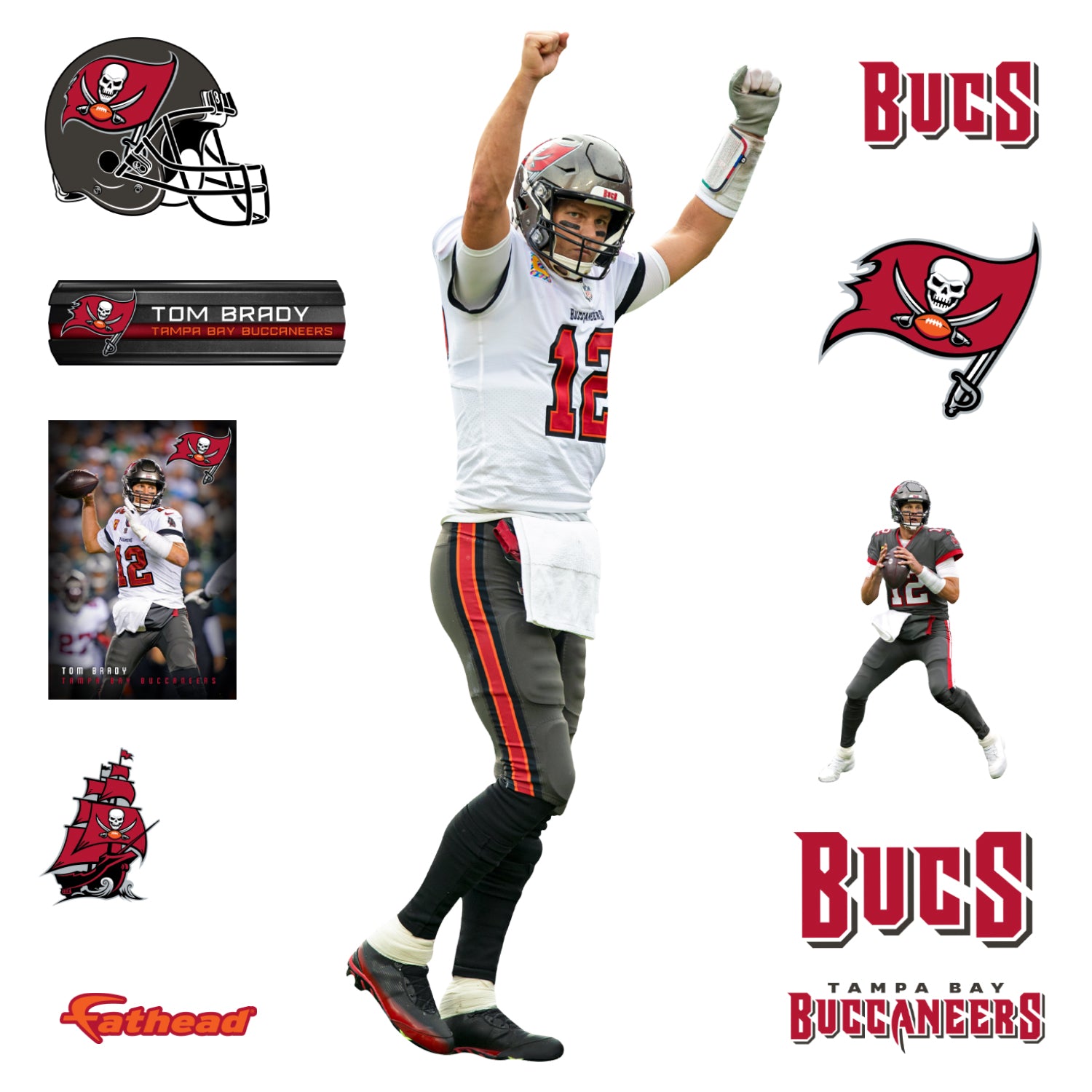 Fathead Tom Brady Tampa Bay Buccaneers Alumigraphic Outdoor Die-Cut Decal