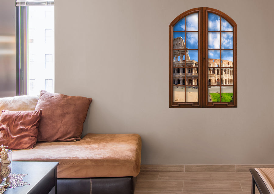 New Wonders: Rome Coloseum Instant Windows        -   Removable Wall   Adhesive Decal