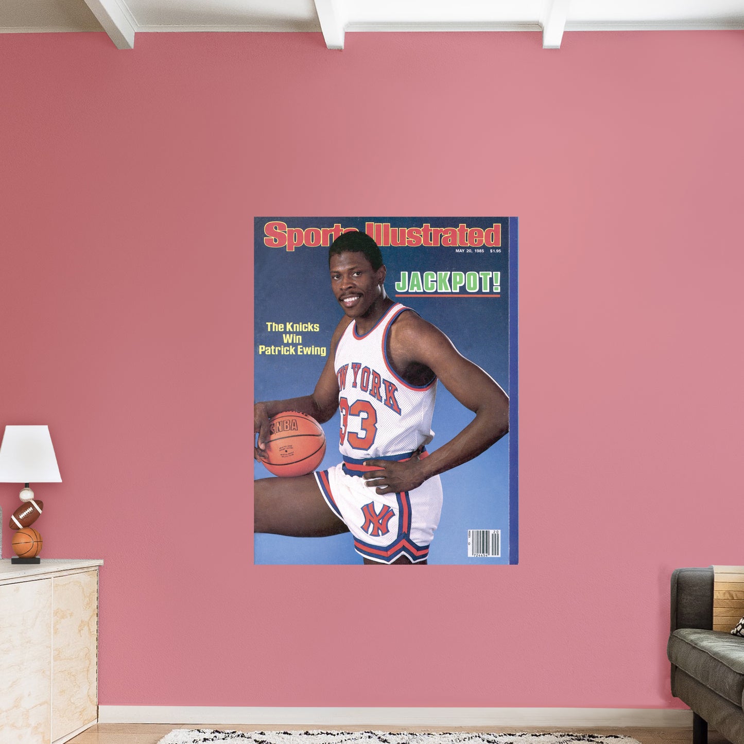 New York Knicks: Patrick Ewing May 1985 Sports Illustrated Cover - Officially Licensed NBA Removable Adhesive Decal