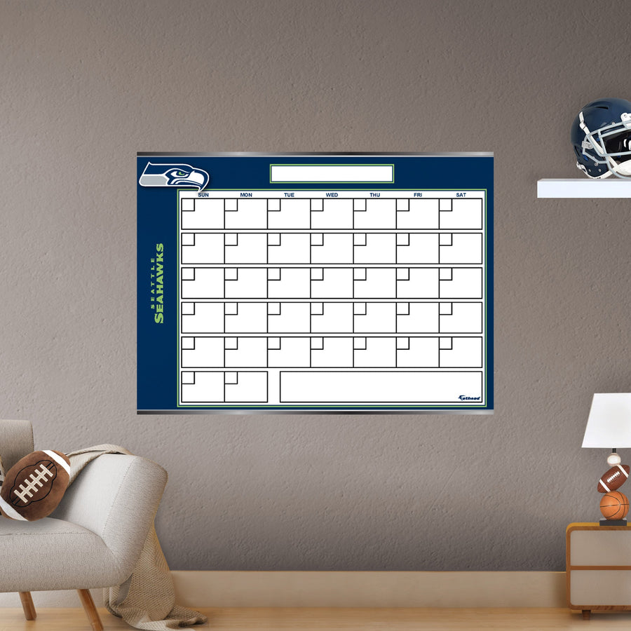 Seattle Seahawks - Dry Erase Calendar - Official NFL - Reusable Vinyl Wall Decal