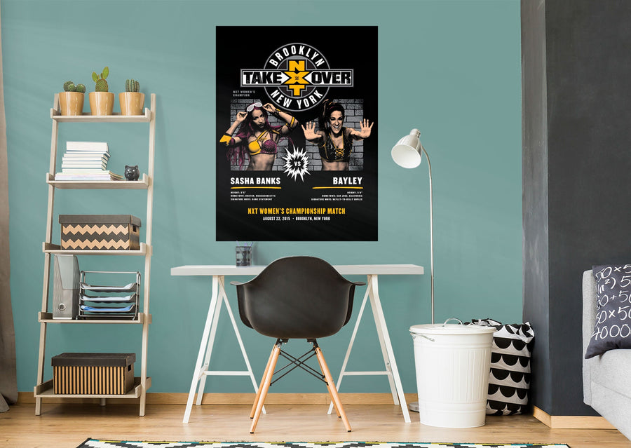 Sasha Banks and Bayley - NXT Takeover Brooklyn - Peel & Stick Poster - Official WWE - Reusable Vinyl Wall Decal
