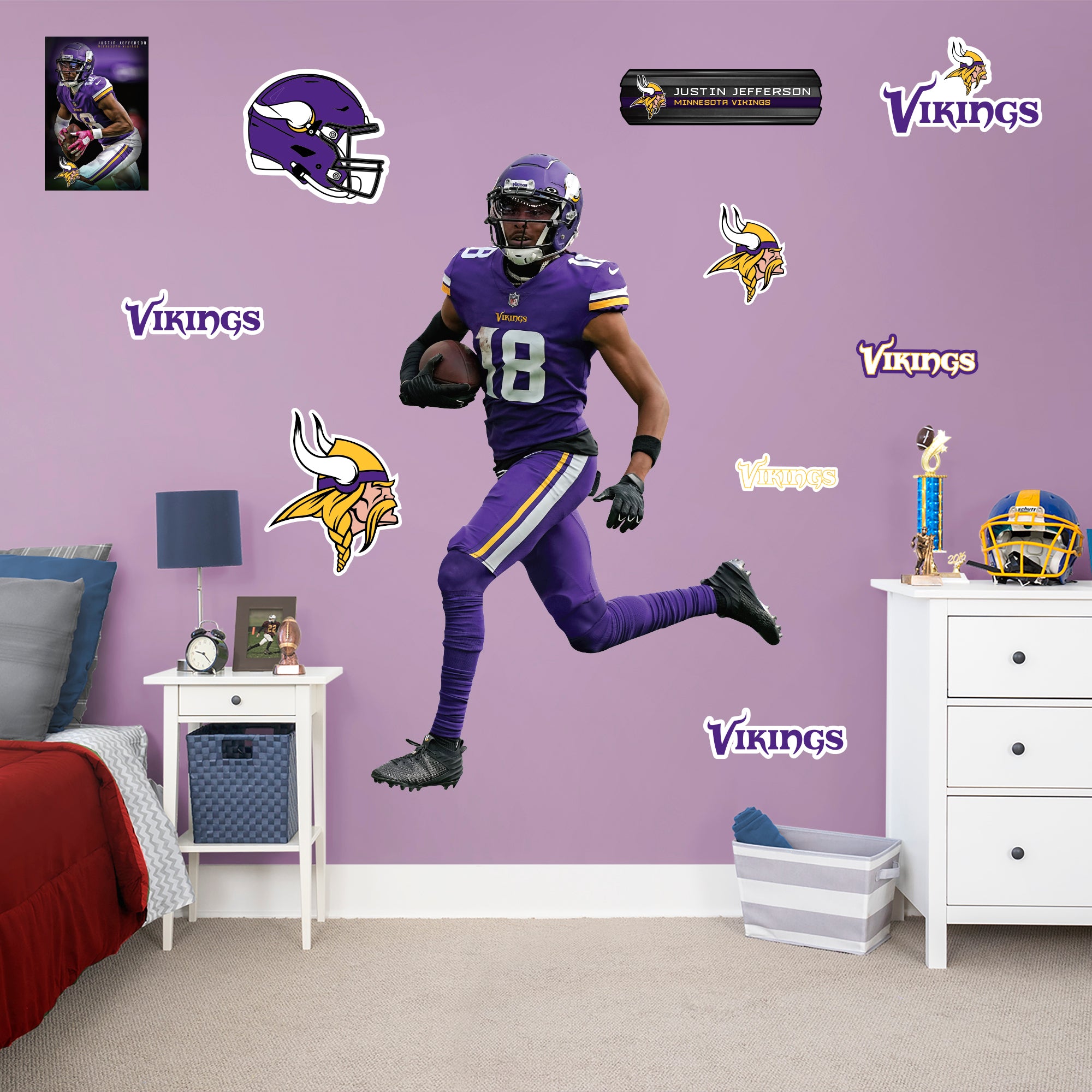 Justin Jefferson Minnesota Vikings 27 x 39 Framed Art Jersey Print