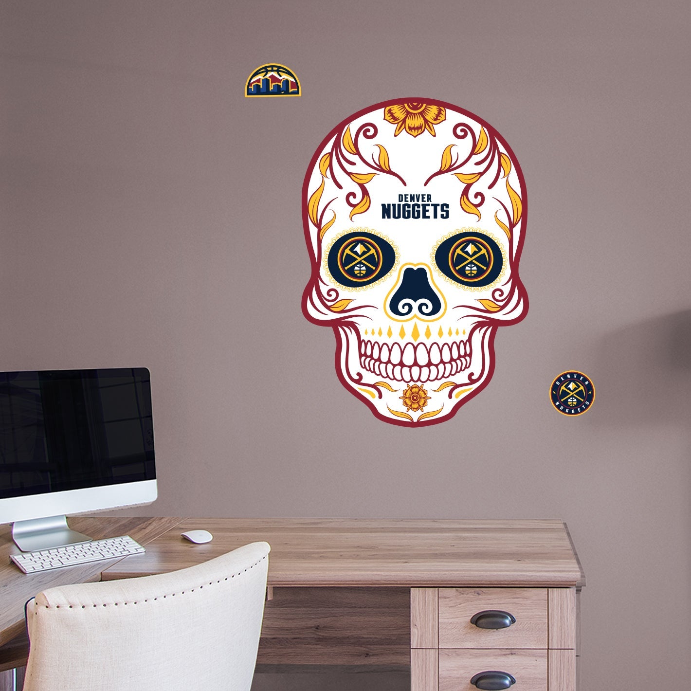 Denver Nuggets: Skull - Officially Licensed NBA Removable Adhesive Decal