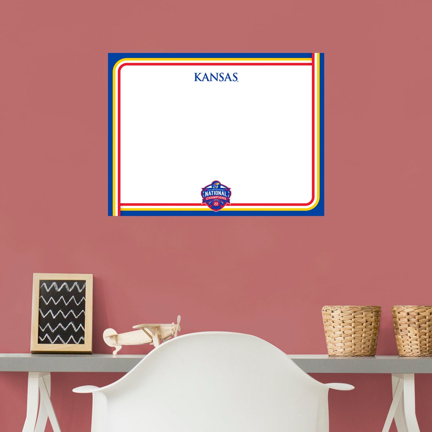 Kansas Jayhawks: 2022 Basketball Champions Dry Erase Whiteboard - Officially Licensed NCAA Removable Adhesive Decal