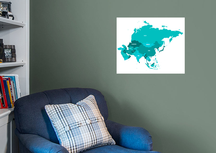 Maps: Asia Neon Mural        -   Removable Wall   Adhesive Decal