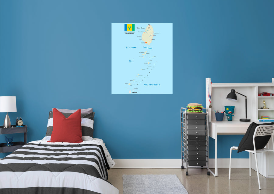 Maps of North America: Saint Vincent and The Grenadines Mural        -   Removable Wall   Adhesive Decal
