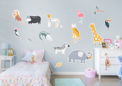 Jungle:  Line Art Collection        -   Removable Wall   Adhesive Decal