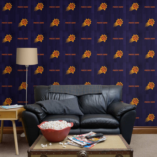 Phoenix Suns (Purple): Hardwood Pattern - Officially Licensed NBA Peel & Stick Wallpaper