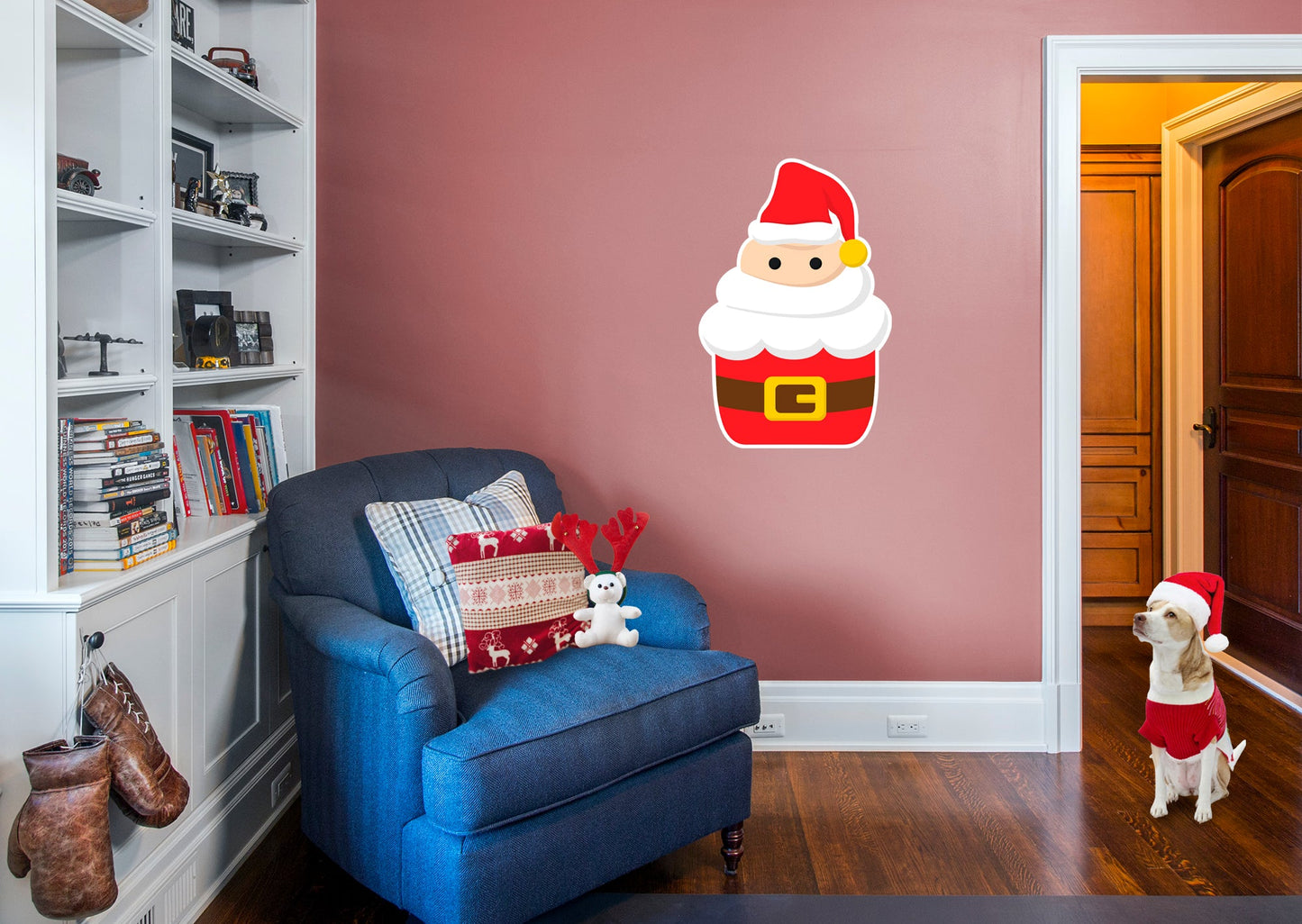 Christmas: Santa Cupcake Icon - Removable Adhesive Decal