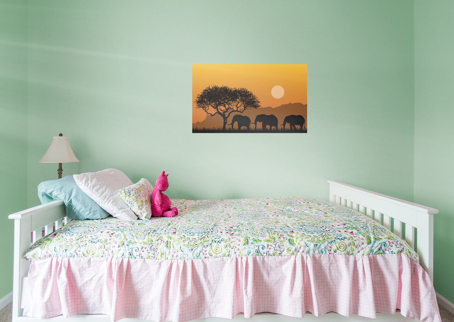 Jungle:  Three Elephants Mural        -   Removable Wall   Adhesive Decal