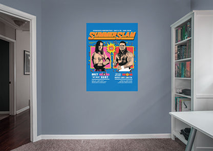 Bret Hart and British Bulldog Summer Slam 1992 Poster        - Officially Licensed WWE Removable Wall   Adhesive Decal
