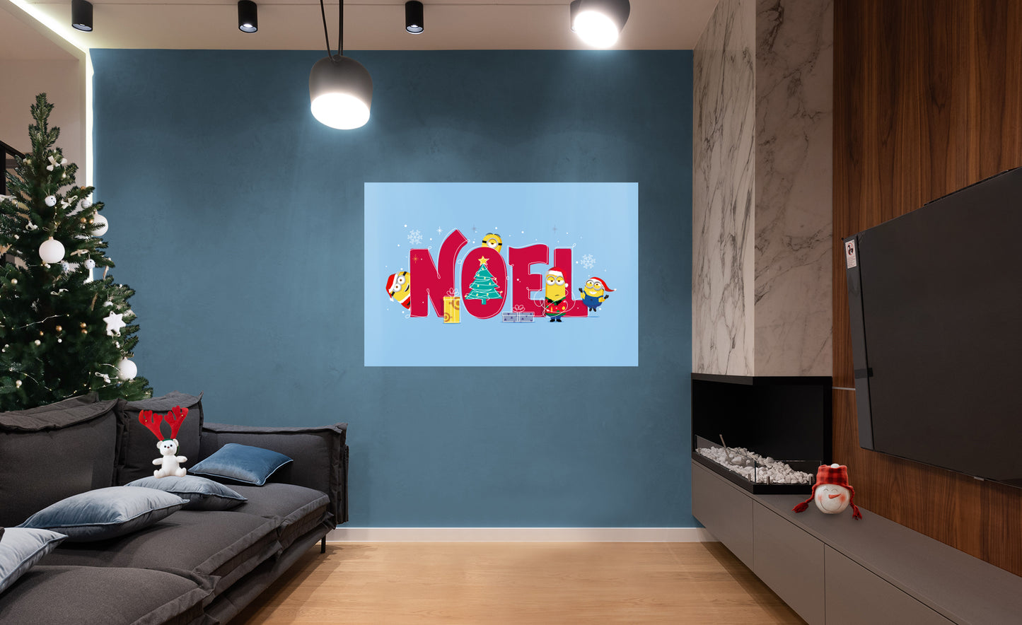 Minions Holiday:  NOEL Mural        - Officially Licensed NBC Universal Removable     Adhesive Decal