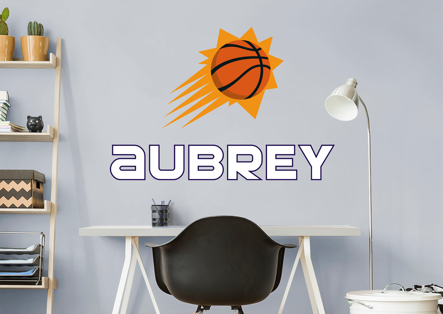 Phoenix Suns:   Stacked Personalized Name White Text PREMASK        - Officially Licensed NBA Removable Wall   Adhesive Decal