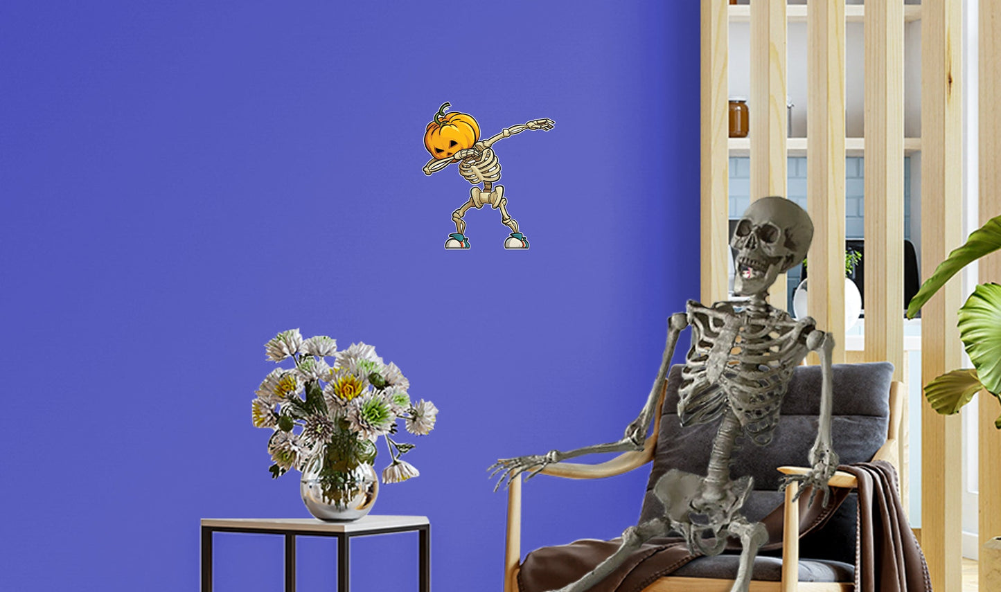 Halloween: Pumpkin Skeleton Dabbing Icon        -   Removable Wall   Adhesive Decal