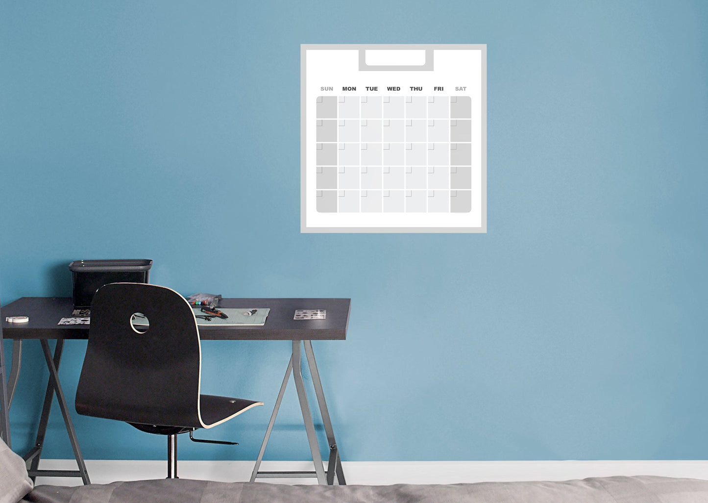 Calendars: Grey Square Modern One Month Calendar Dry Erase - Removable Adhesive Decal