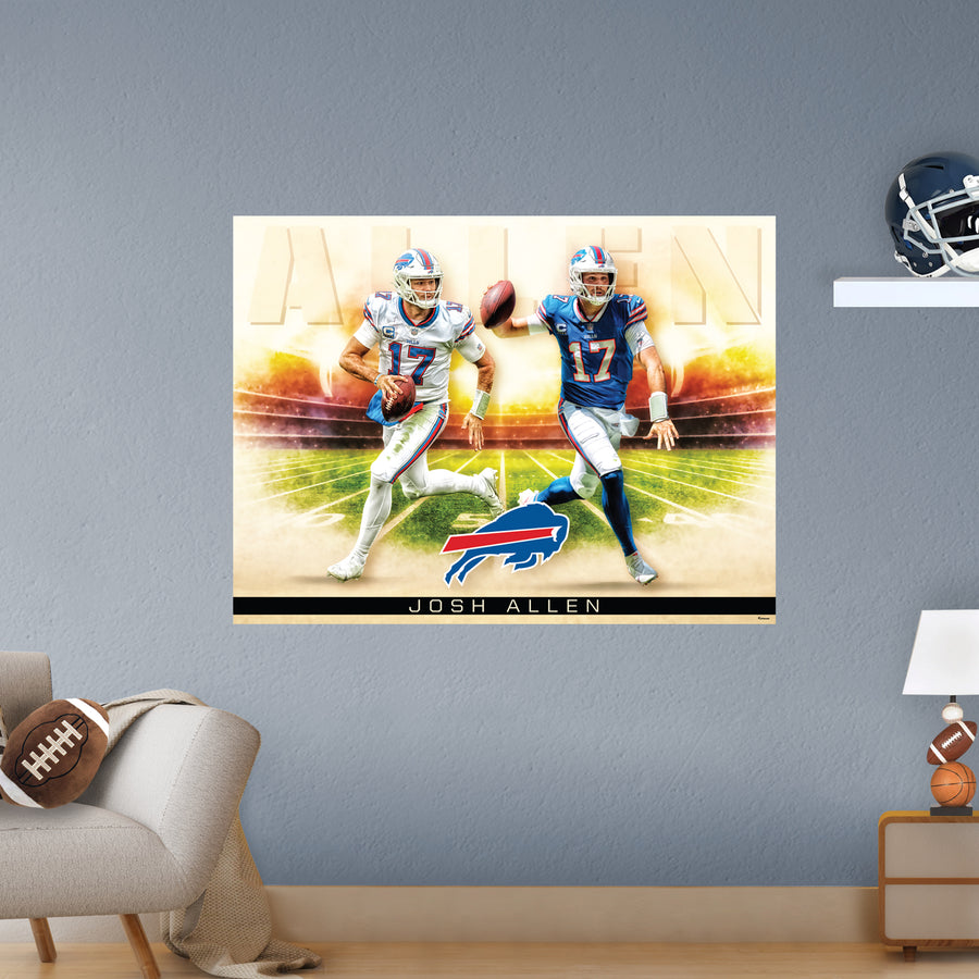 Josh Allen - Icon Series - Peel & Stick Poster - Official NFL - Buffalo Bills - Reusable Vinyl Wall Decal