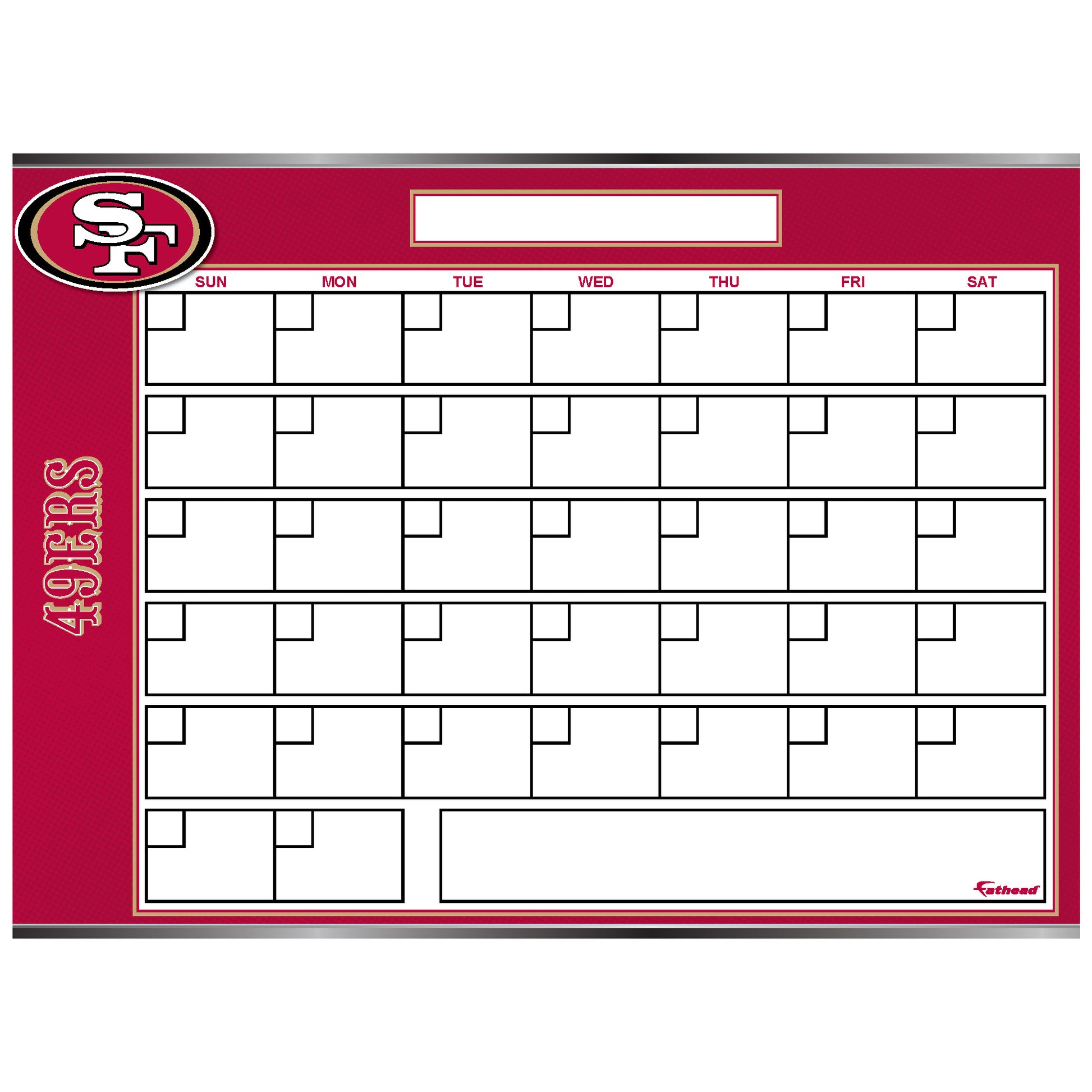 San Francisco 49ers Dry Erase Calendar Officially Licensed NFL Remo