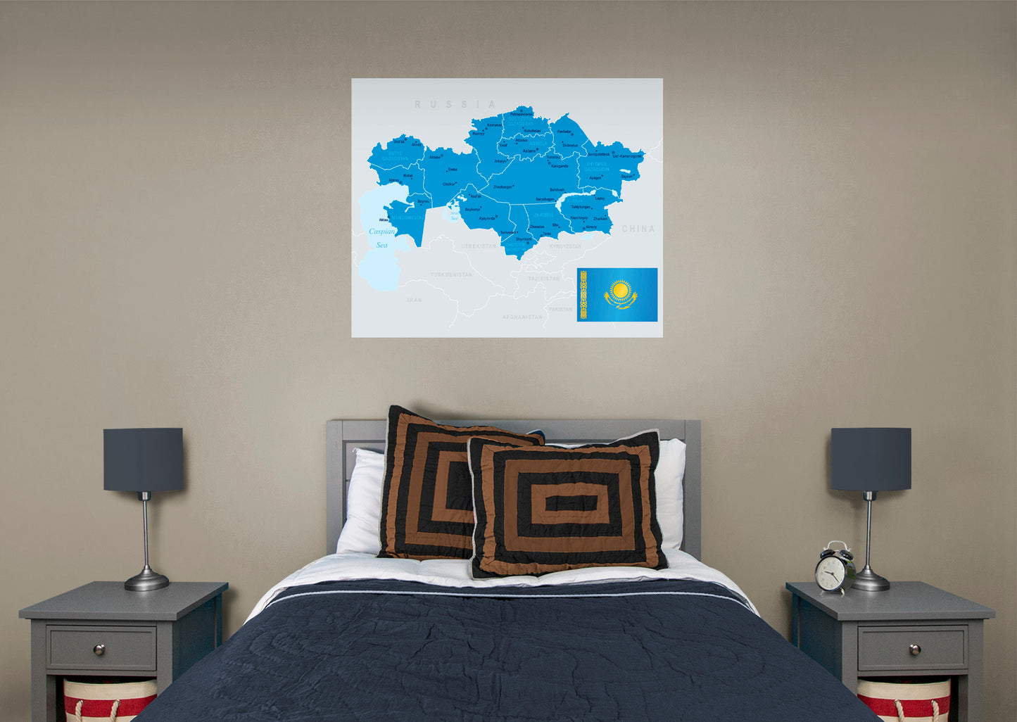 Maps of Europe: Kazakhstan Mural        -   Removable Wall   Adhesive Decal
