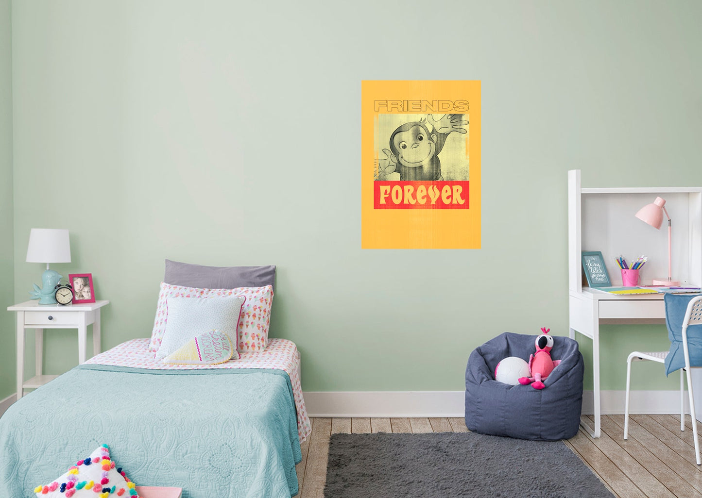 Curious George:  Friends Forever Mural        - Officially Licensed NBC Universal Removable Wall   Adhesive Decal