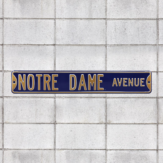 Notre Dame Fighting Irish: Notre Dame Fighting Irish Avenue (Navy) - Officially Licensed Metal Street Sign