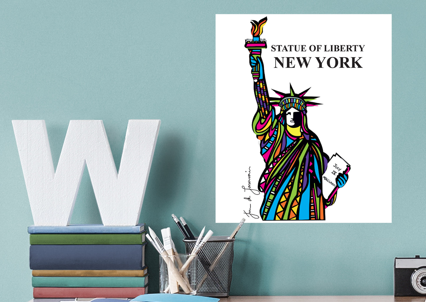 Dream Big Art:  Nyc Liberty Mural        - Officially Licensed Juan de Lascurain Removable Wall   Adhesive Decal