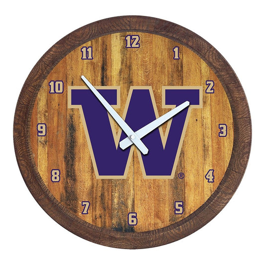 Washington Huskies: Faux Barrel Top Wall Clock - The Fan-Brand