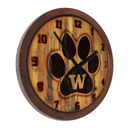 Washington Huskies: Paw - Branded "Faux" Barrel Top Wall Clock - The Fan-Brand