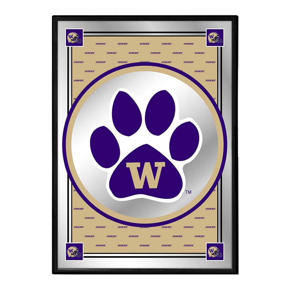 Washington Huskies: Team Spirit, Paw - Framed Mirrored Wall Sign - The Fan-Brand