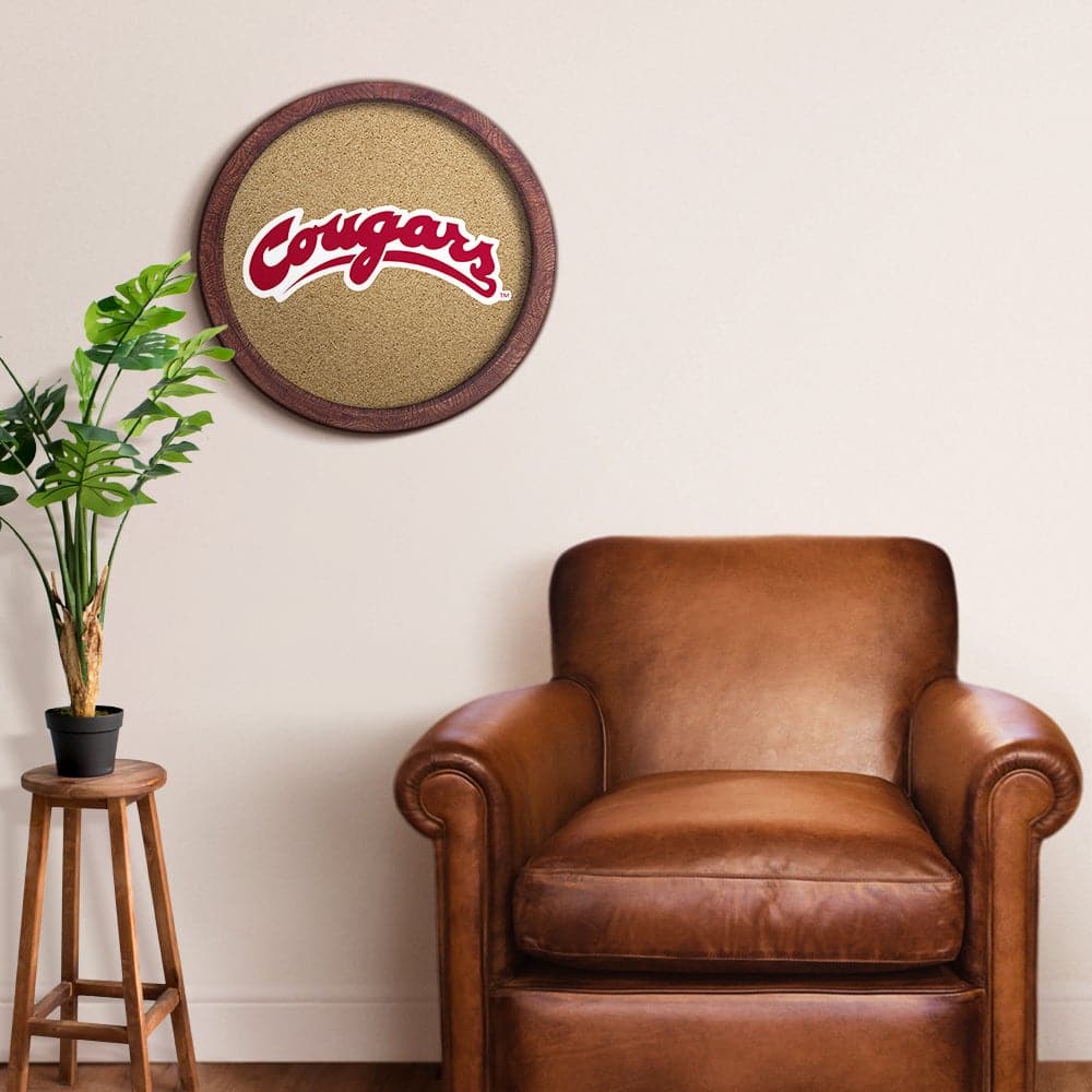 Washington State Cougars: "Faux" Barrel Framed Cork Board - The Fan-Brand