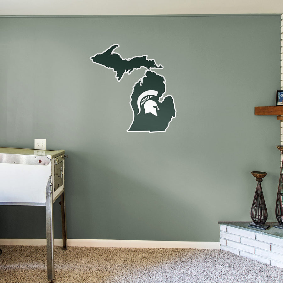 State of Michigan - RealBig Collection - Official NCAA - Michigan State Spartans - Reusable Vinyl Wall Decals