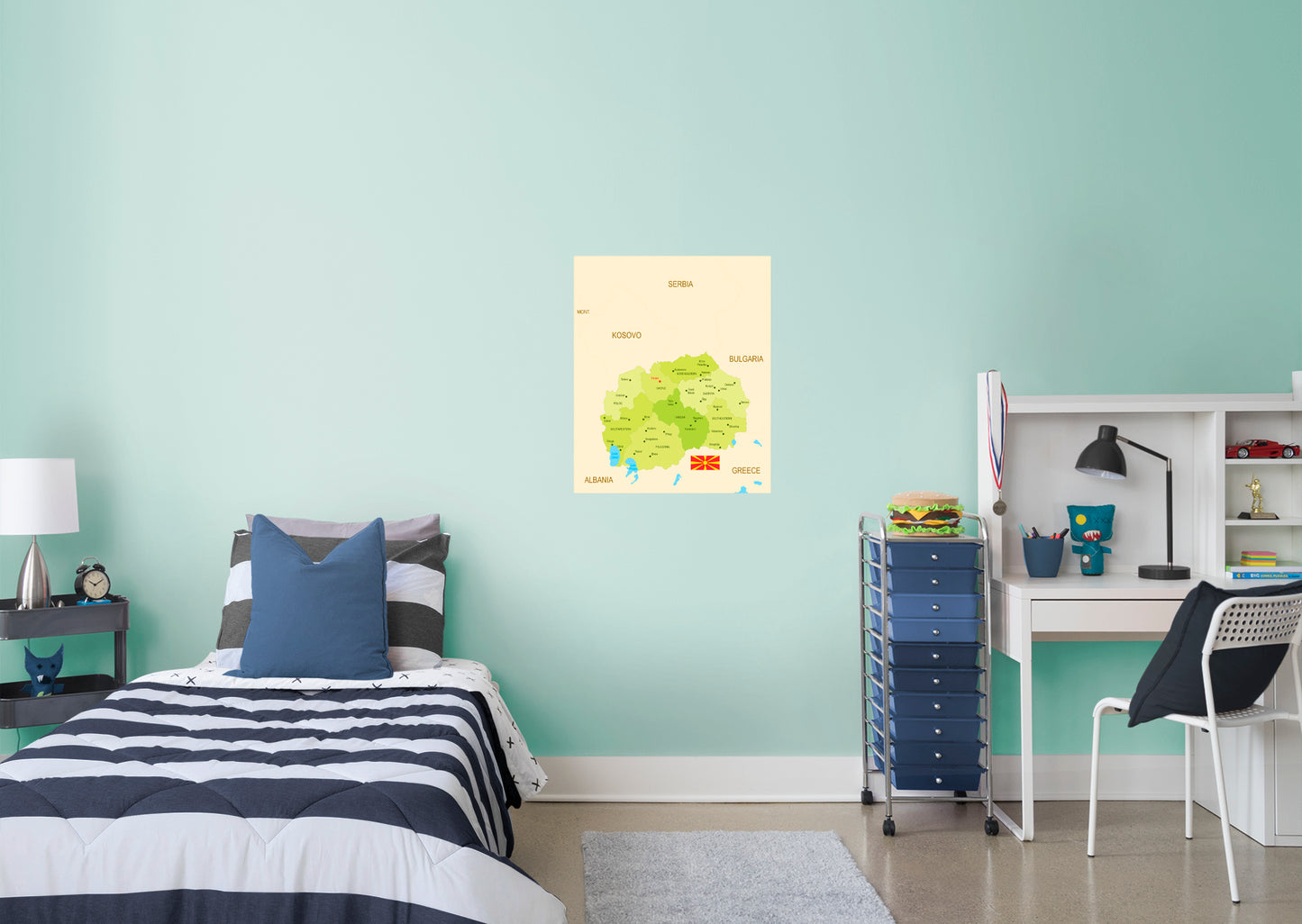 Maps of Europe: North Macedonia Mural        -   Removable Wall   Adhesive Decal