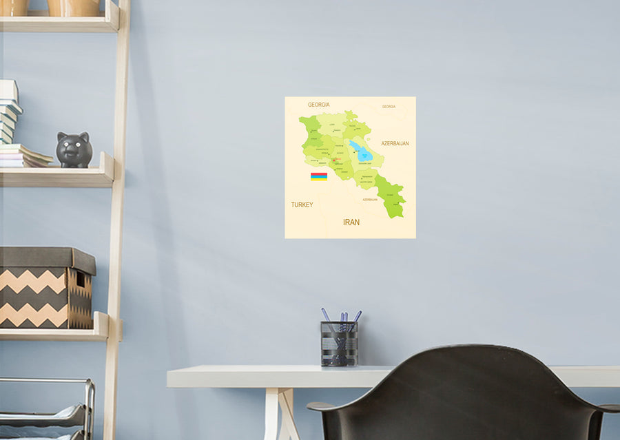 Maps of Europe: Armenia Mural        -   Removable Wall   Adhesive Decal