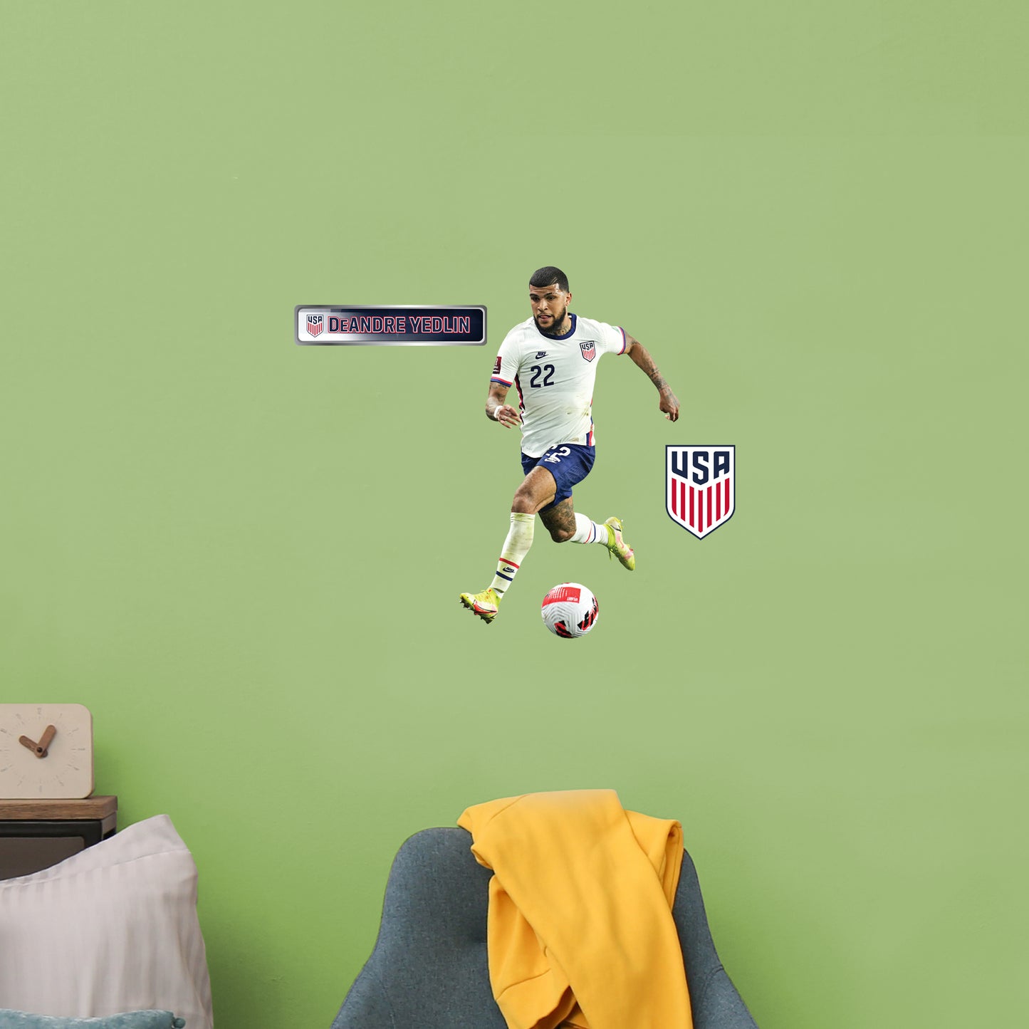 DeAndre Yedlin  RealBig        - Officially Licensed USMNT Removable     Adhesive Decal