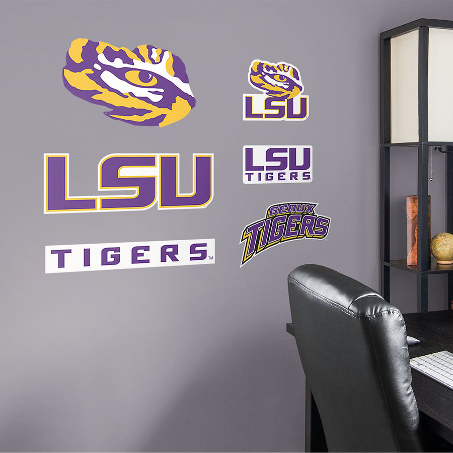 LSU Tigers - RealBig Logo Assortment Collection - Official NCAA - Reusable Vinyl Wall Decals