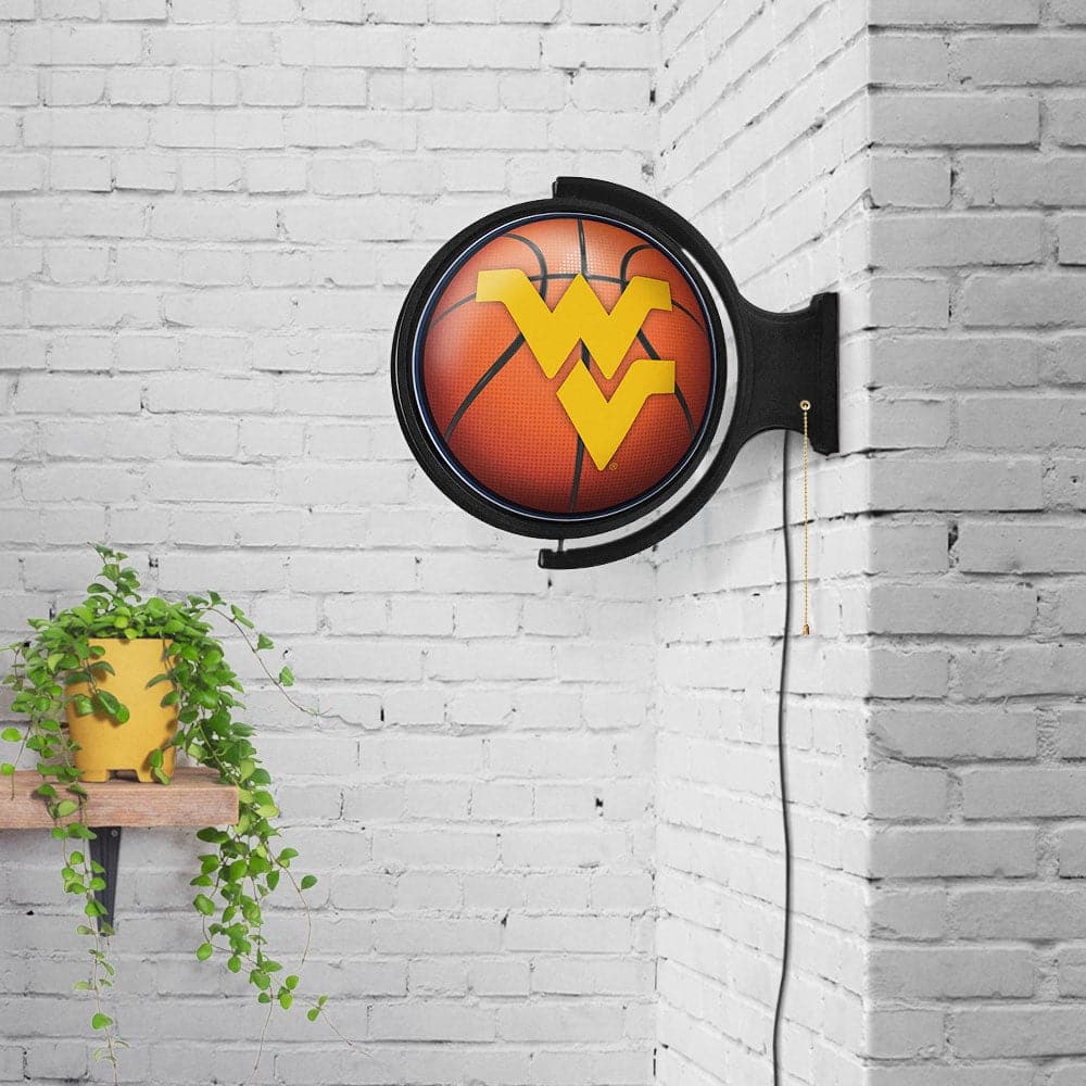 West Virginia Mountaineers: Basketball - Original Round Rotating Lighted Wall Sign - The Fan-Brand