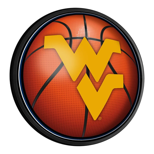 West Virginia Mountaineers: Basketball - Round Slimline Lighted Wall Sign - The Fan-Brand