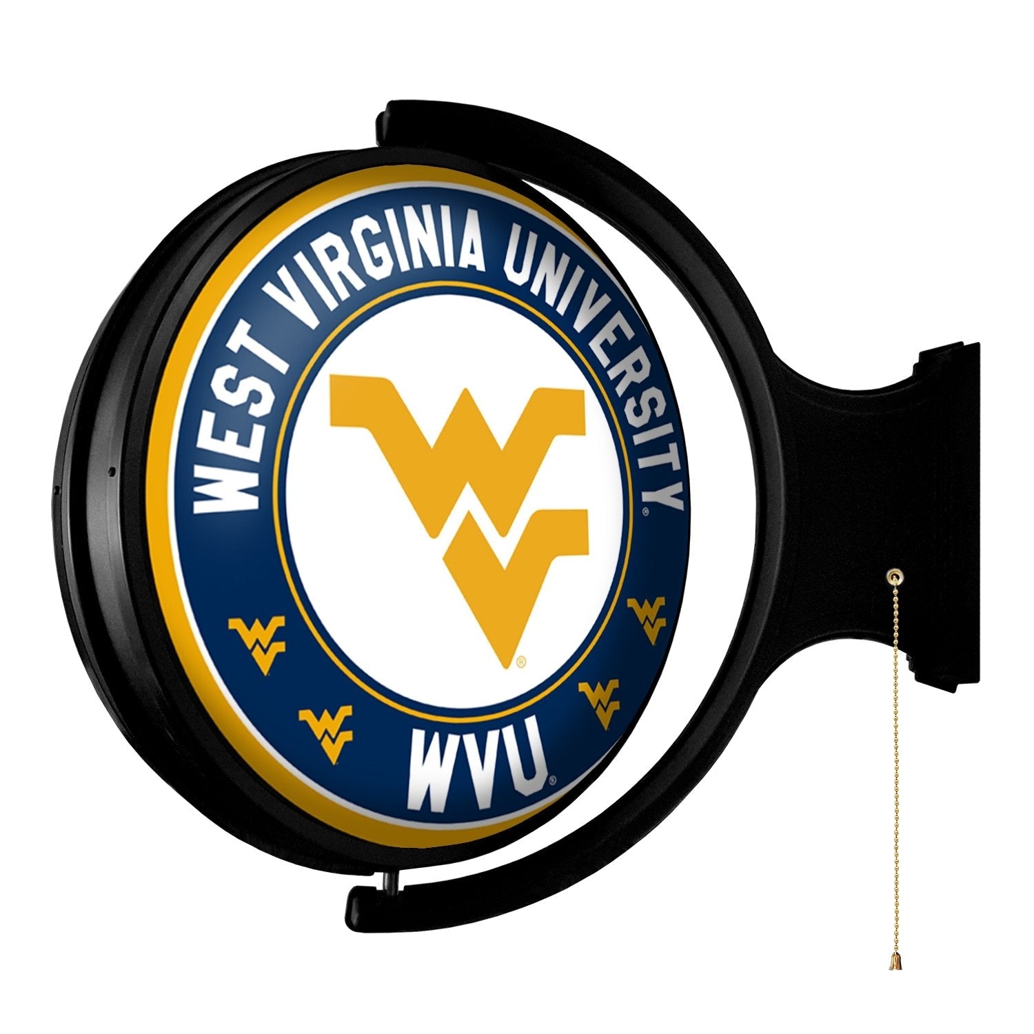 West Virginia Mountaineers: Original Round Rotating Lighted Wall Sign - The Fan-Brand