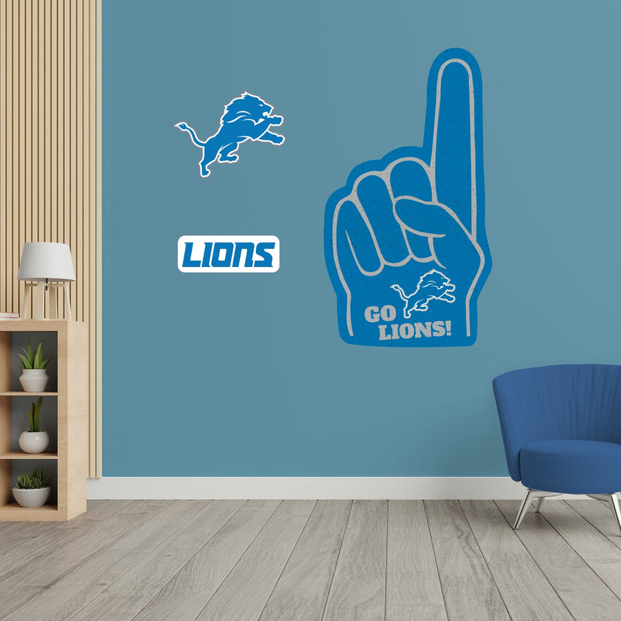 Detroit Lions - RealBig Foam Finger Collection - Official NFL - Reusable Vinyl Wall Decals