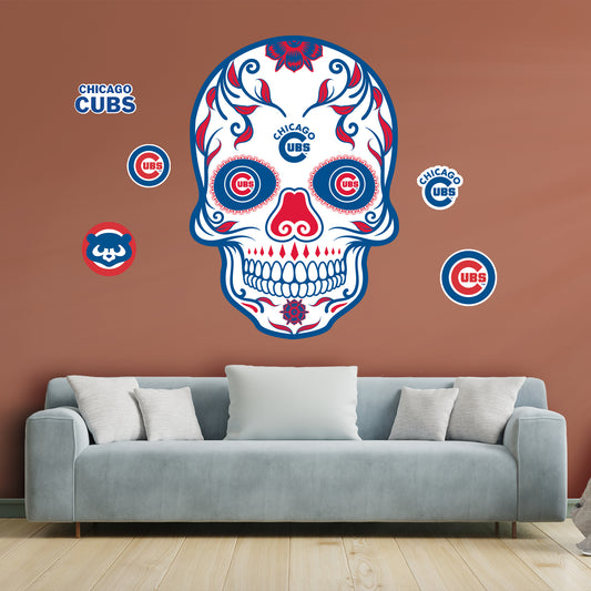 Chicago Cubs:   Skull        - Officially Licensed MLB Removable     Adhesive Decal