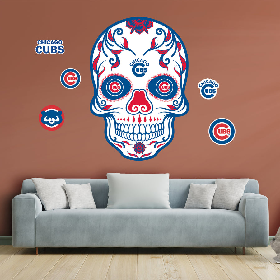 Chicago Cubs - RealBig Sugar Skull Collection - Official MLB - Reusable Vinyl Wall Decals
