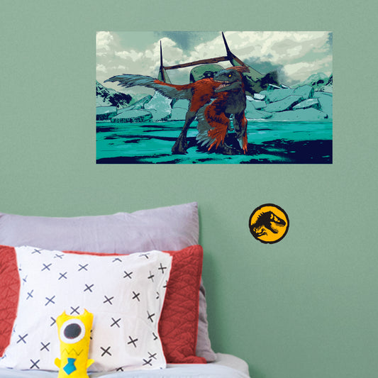 Jurassic World Dominion: Pyroraptor Plane Crash Poster        - Officially Licensed NBC Universal Removable     Adhesive Decal