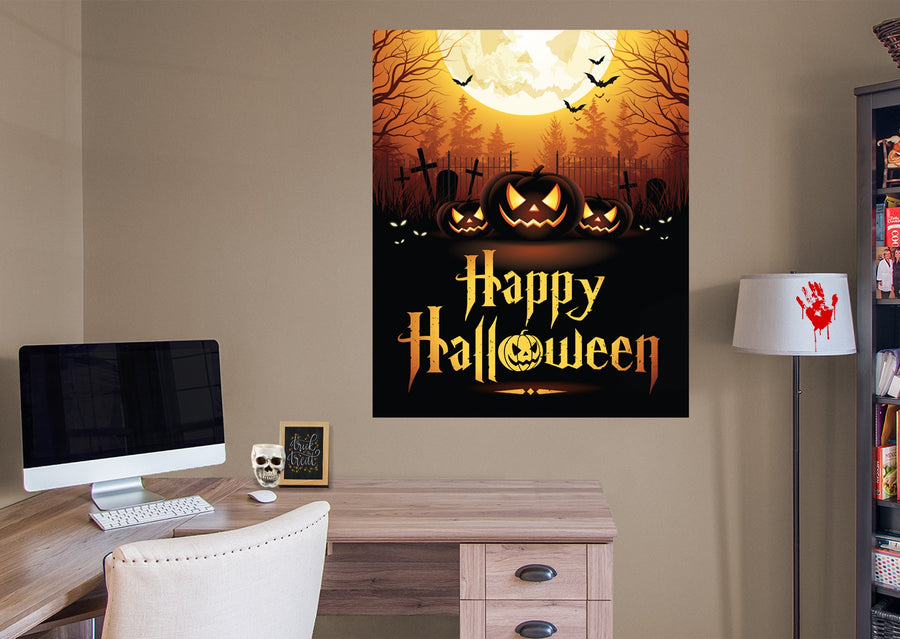 Halloween:  Evil Moon Mural        -   Removable Wall   Adhesive Decal