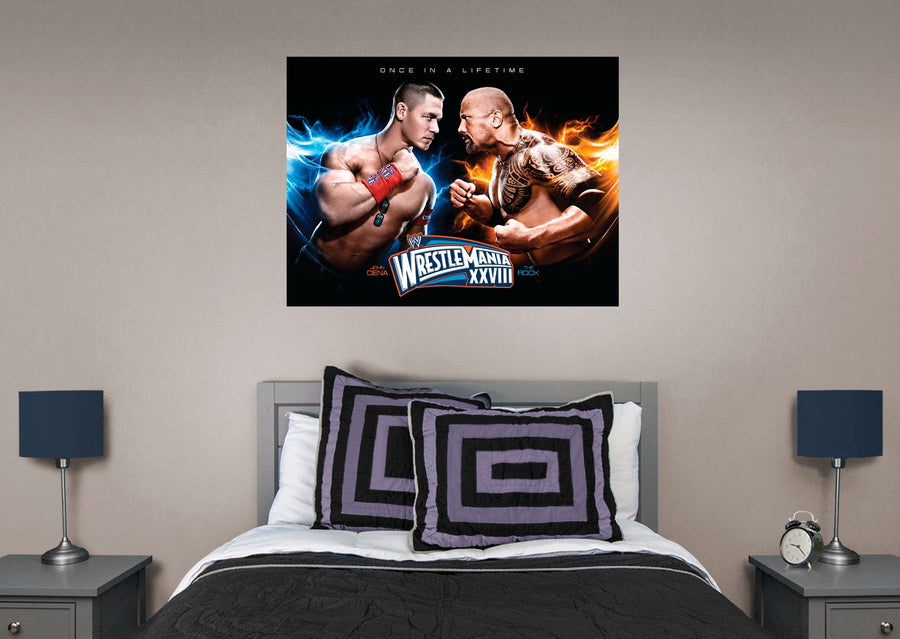 John Cena and The Rock Wrestlemania 28 - Peel & Stick Poster - Official WWE - Reusable Vinyl Wall Decal
