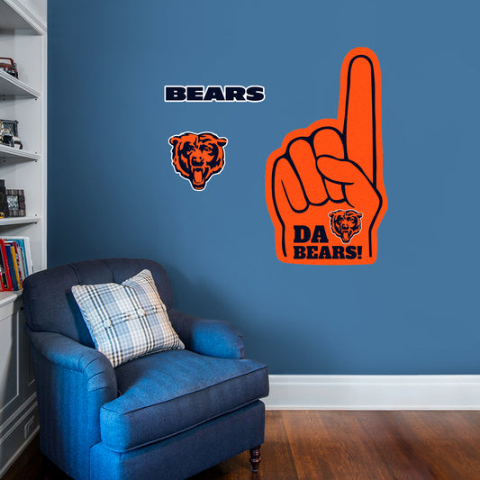 Chicago Bears:   Foam Finger        - Officially Licensed NFL Removable     Adhesive Decal