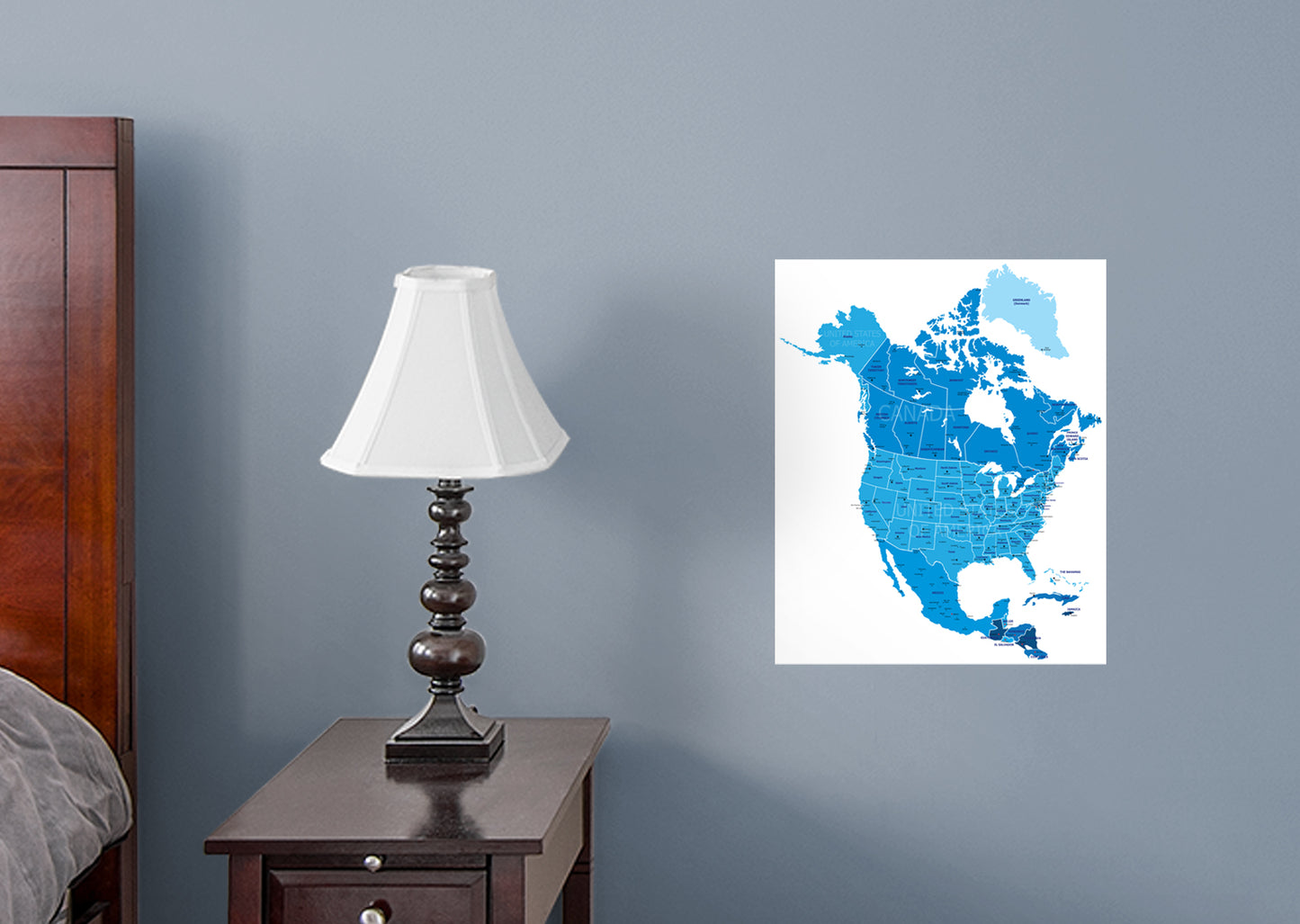Maps: North America Blue Mural        -   Removable Wall   Adhesive Decal