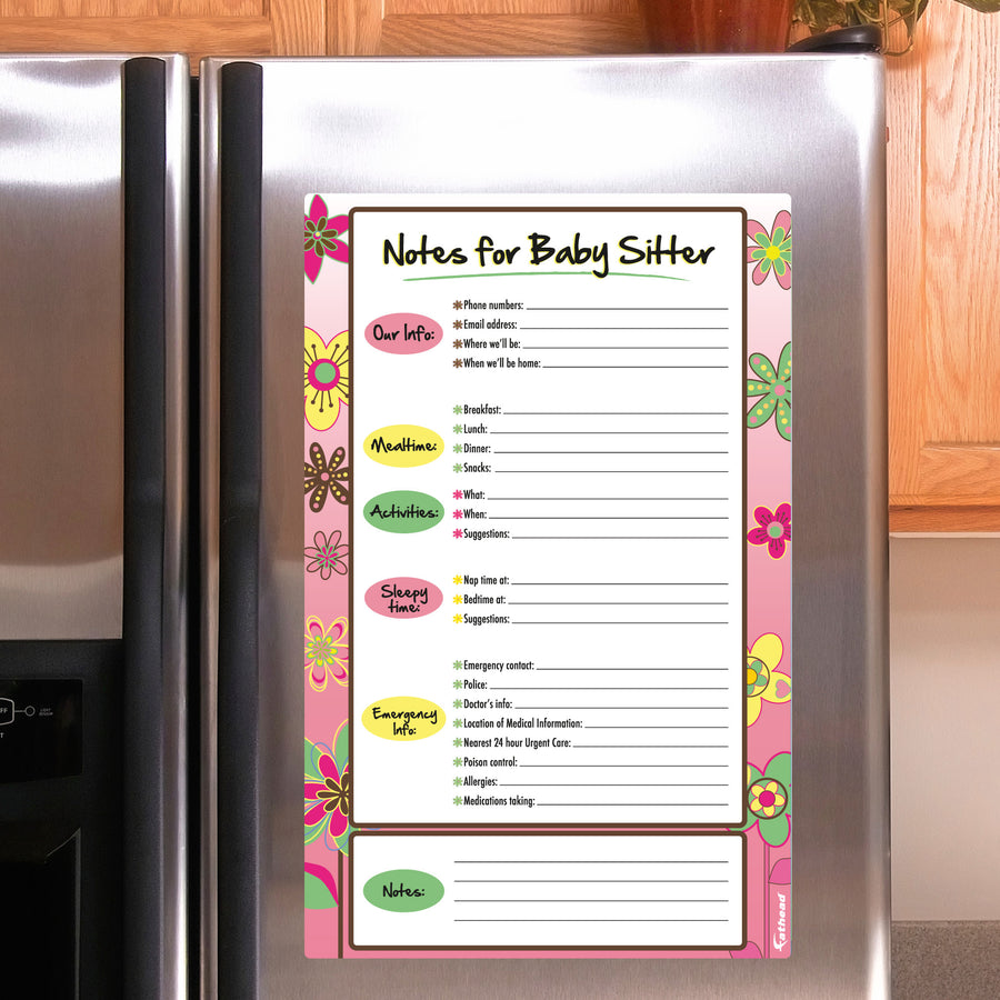 Babysitter Notes - Removable Dry Erase Vinyl Decal