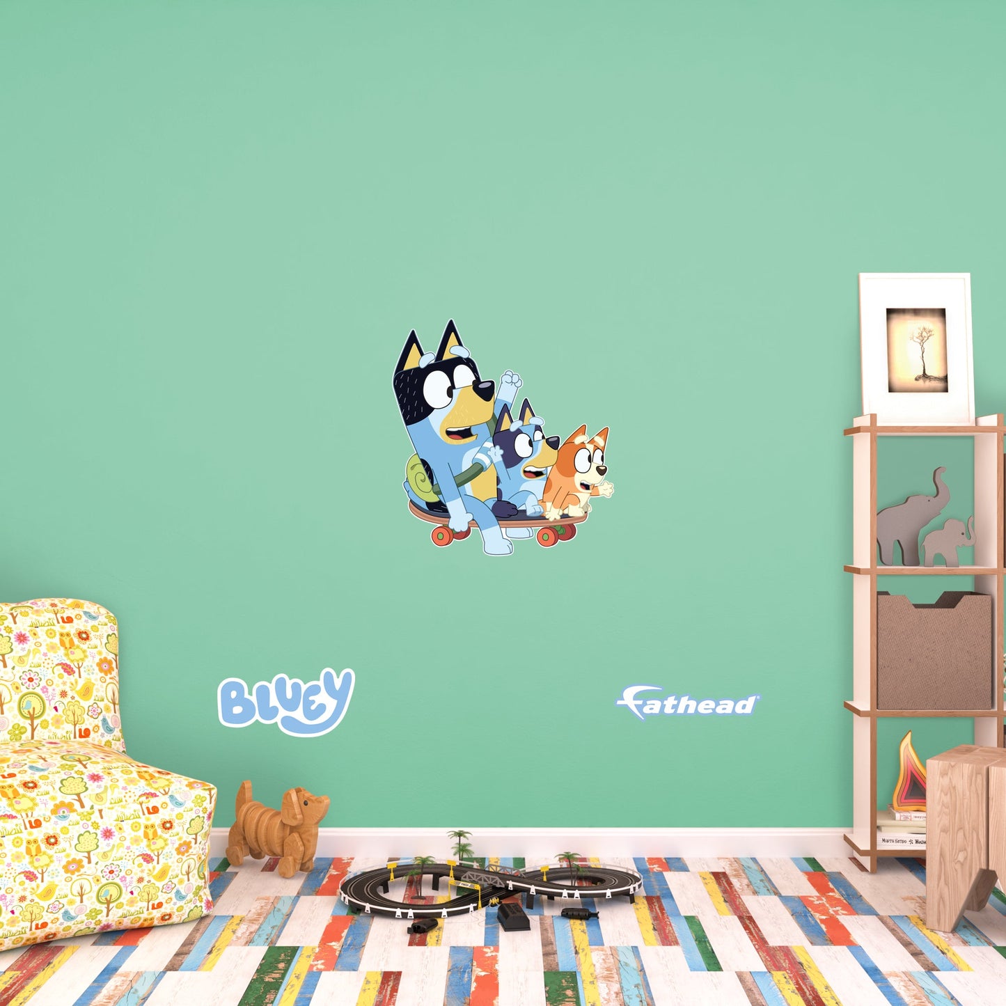Bluey: Bandit, Bluey, Bingo Skateboard Icon - Officially Licensed BBC Removable Adhesive Decal