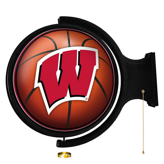 Wisconsin Badgers: Basketball - Original Round Rotating Lighted Wall Sign - The Fan-Brand