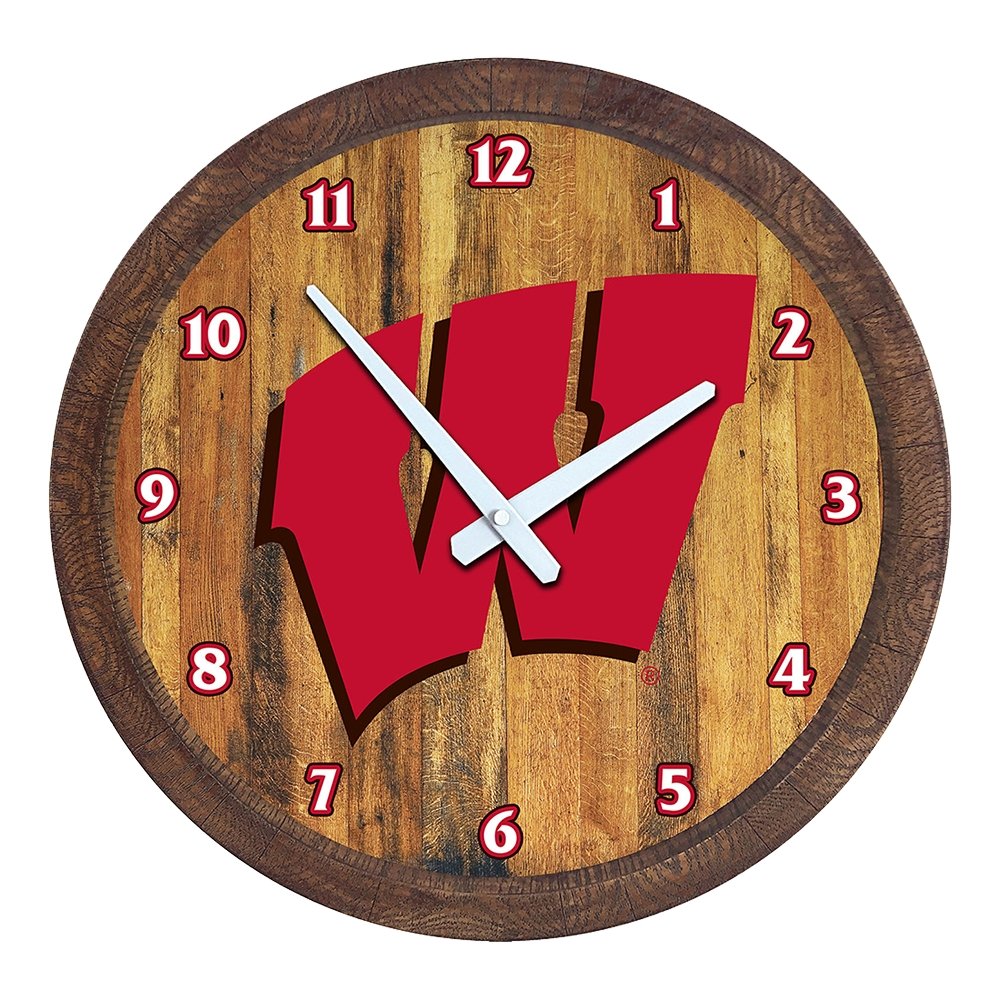 Wisconsin Badgers: "Faux" Barrel Top Wall Clock - The Fan-Brand