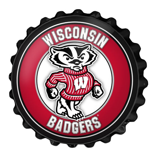Wisconsin Badgers: Mascot - Bottle Cap Wall Sign - The Fan-Brand